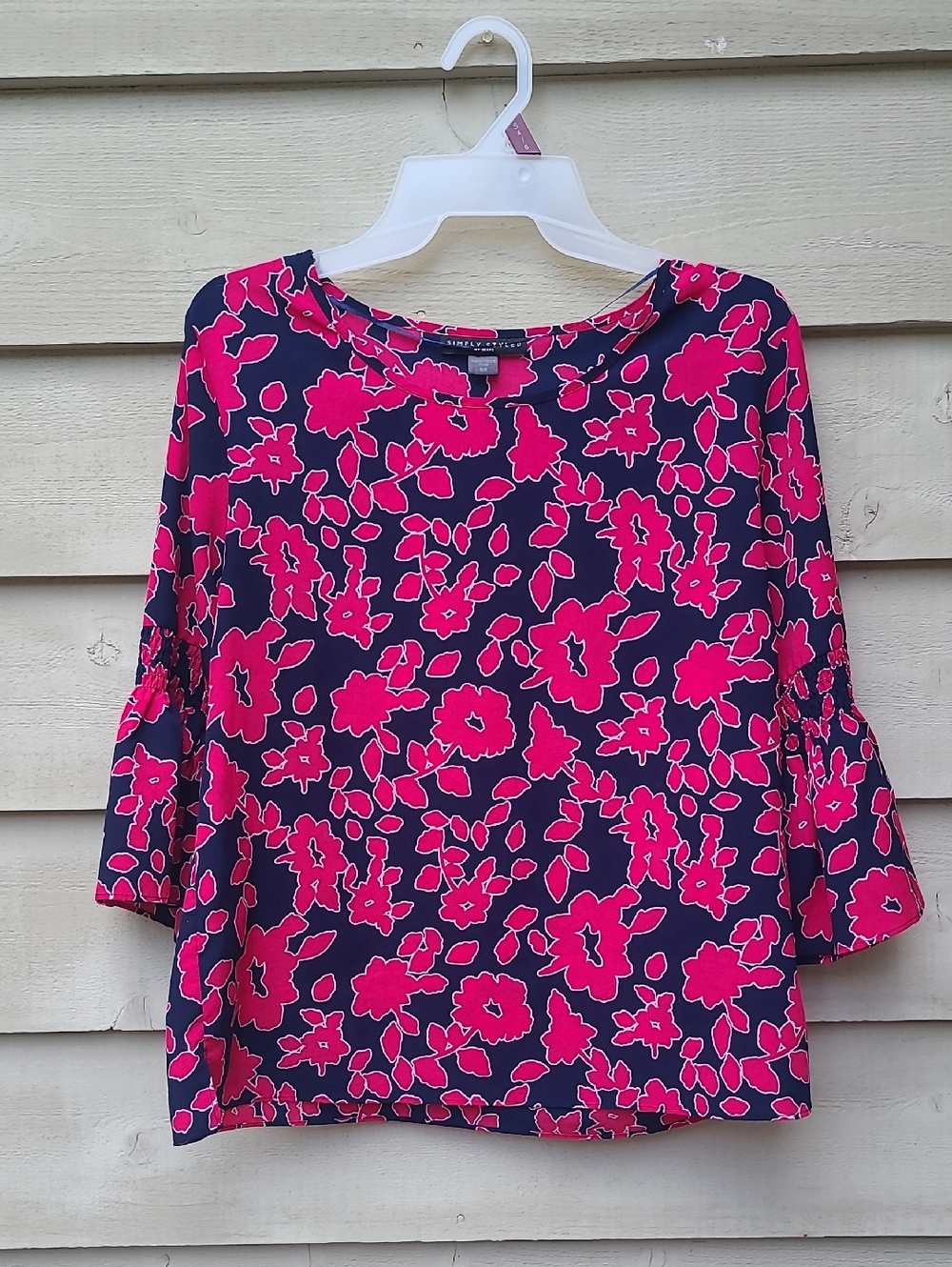 Simply Styled Floral Shirt Navy blue/Pink Size Medium